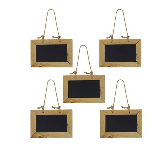 MDF-krijtbord met ophangkoord - 15x10x0,8 cm - set van 5 - Zwart