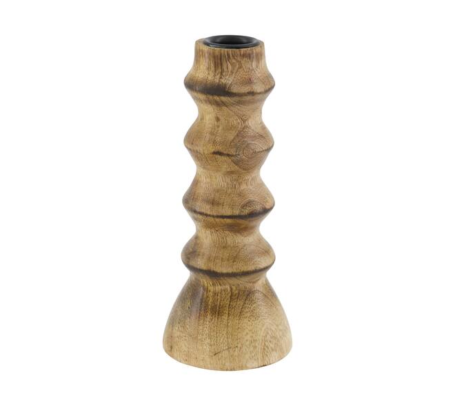 Diner kaarshouder mangohout rond 7.5x18cm donker natuurlijk