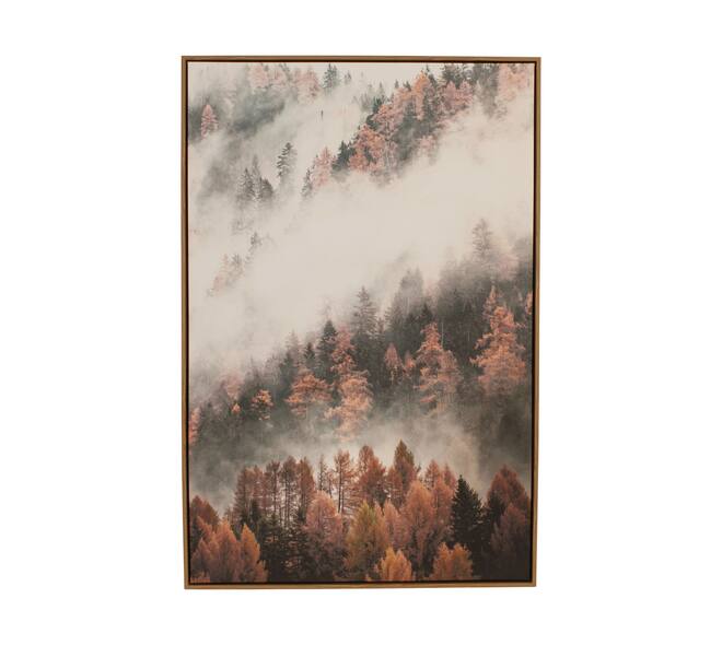Art mural forêt toile rectangulaire avec cadre 78x4x118cm marron blanc
