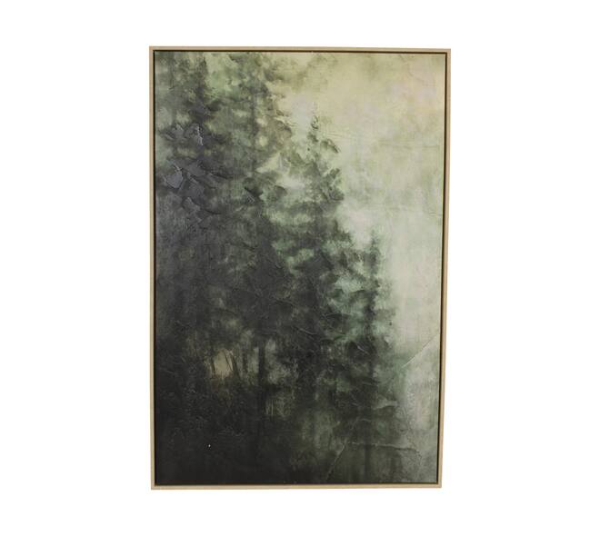 Muur kunst bomen canvas rechthoekig met frame 78x4x118cm groen
