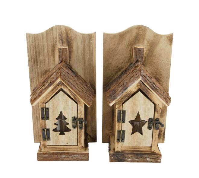 House star tree historic wood with hanger 15x9x28cm A2 - White