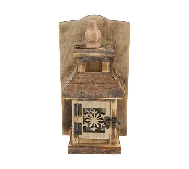 House snowflake historic wood with hanger 15x10x28cm