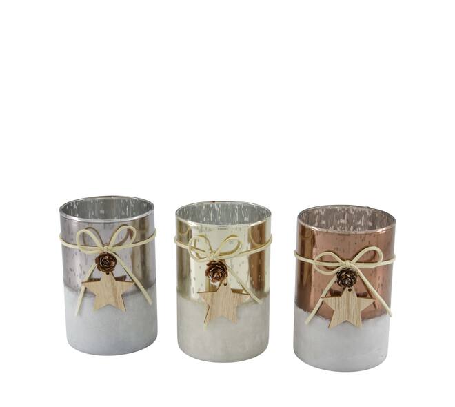 Tealight holder round glass 10x8x12cm C3 - Multi