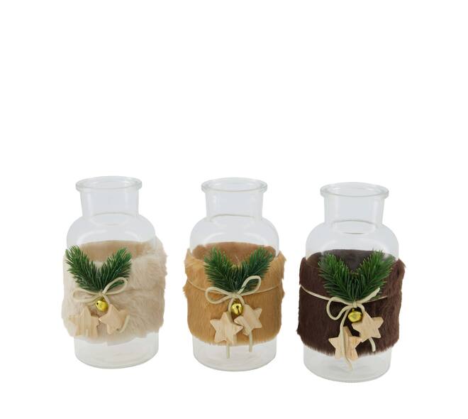 Bottle round glass 8x8x16.5cm C/3