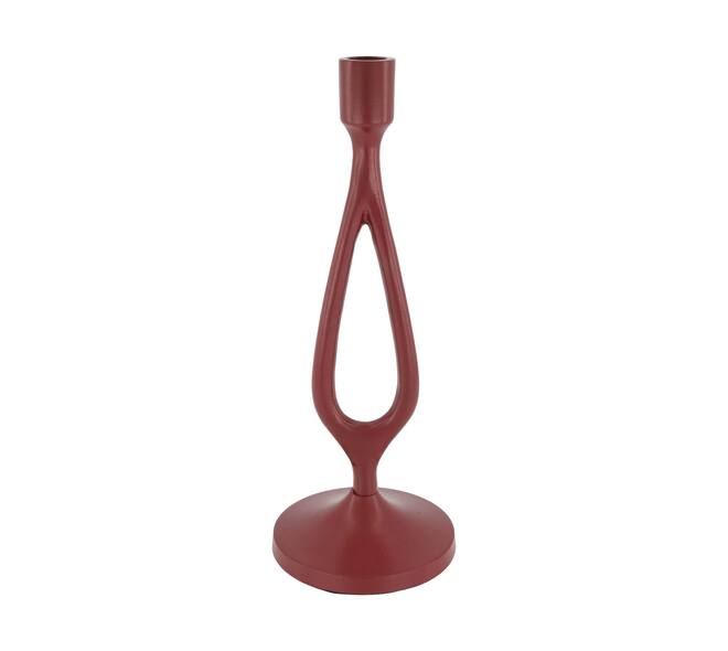 Dinnercandle holder aluminium 11.5x11.5x31cm - Red
