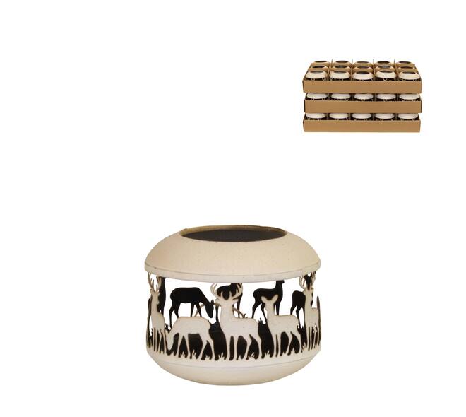 Tealight holder deer metal 9.5x9.5x7.5cm