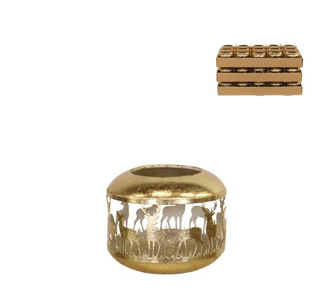 Tealight holder deer metal 9.5x9.5x7.5cm