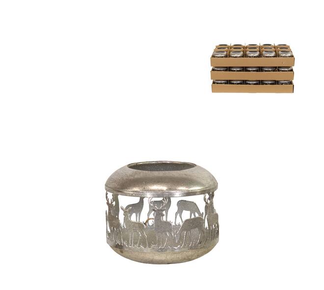 Tealight holder deer metal 9.5x9.5x7.5cm
