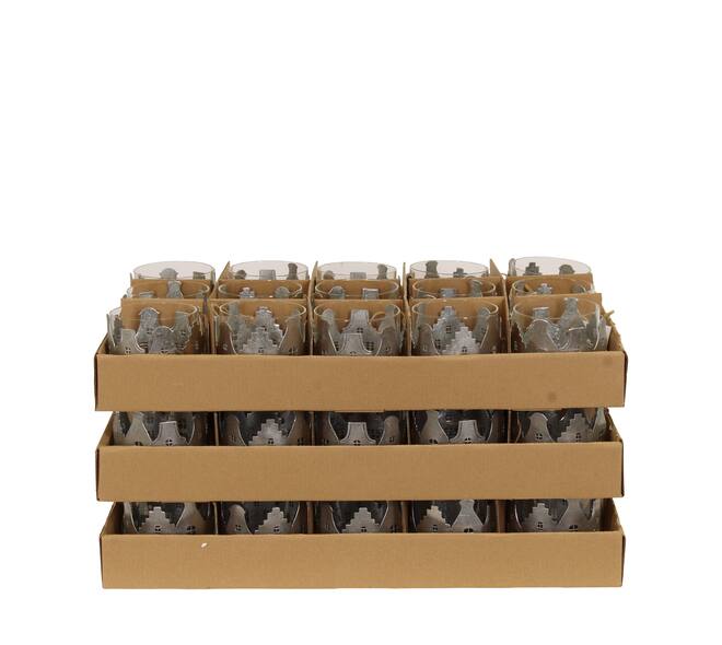 Tealight holder house metal 9.5x9.5x8.5cm