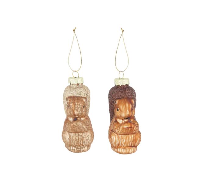 Bauble squirrel glass with hanger 8x3x10cm C/2