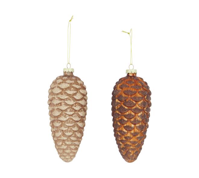 Bauble pinecone glass with hanger 7x7x15cm C2 - Brown