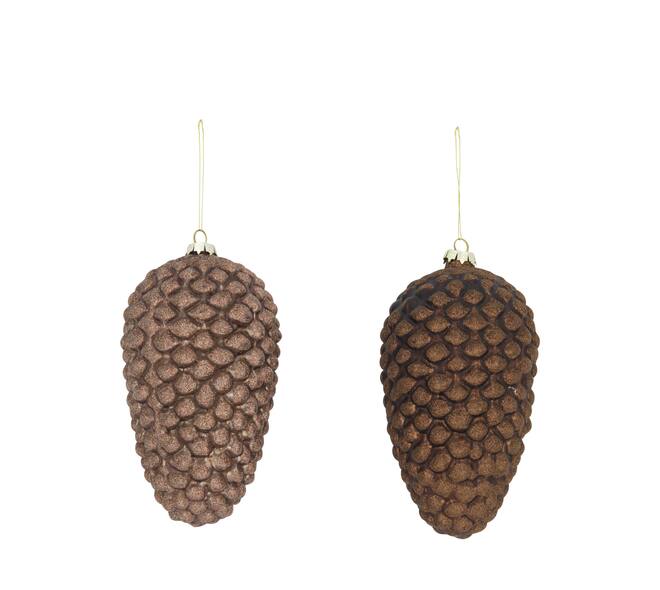 Bauble pinecone glass with hanger 12x12x24cm C2 - Brown