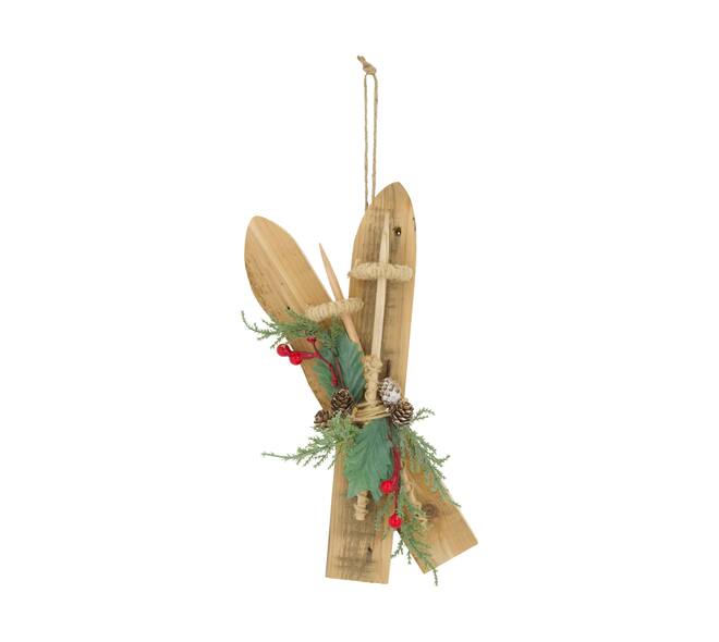 Hanger ski poplar wood 17.5x6x38cm - Natural