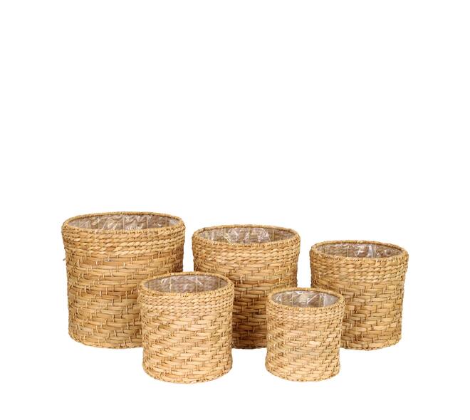 Basket round seagrass with plastic 38x38x38cm S5 - Natural