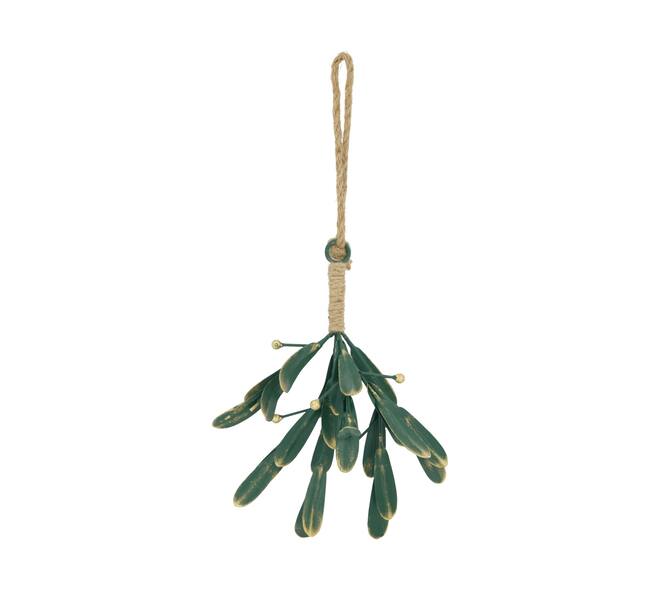 Hanger maretak metaal 20x20x28cm groen goud