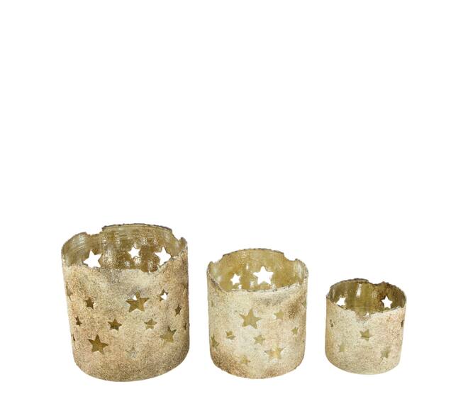 Tealight holder round metal 13x13x13cm S/3