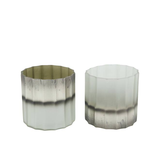Tealight holder round glass 10x10x10cm C2 - Silver