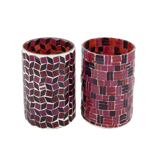 Tealight holder round glass 11x11x15cm A2 - Pink
