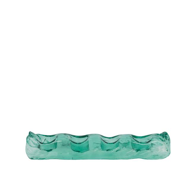 Tealight holder recycled glass 38.5x13x6.5cm