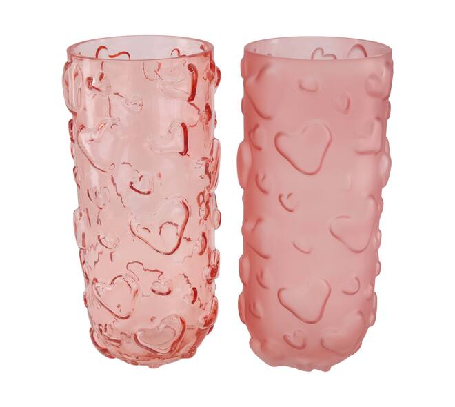 Vase heart glass 13x13x28cm C2 - Pink