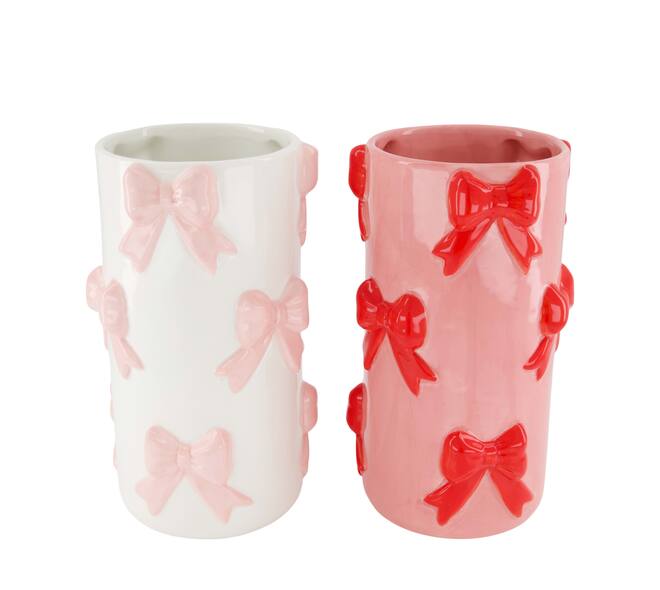Vase ribbon ceramic 15.2x15.2x26cm C2 - Multi