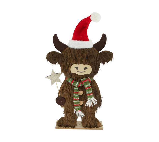 Figurine cow fabric 24.5x5x52cm - Brown