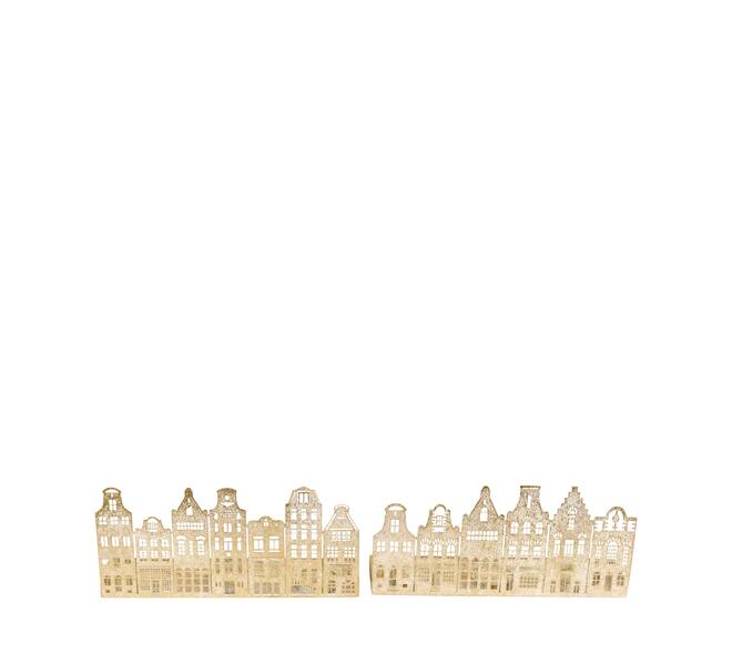 Tealight holder rectangular house metal 32x7.5x15cm A/2