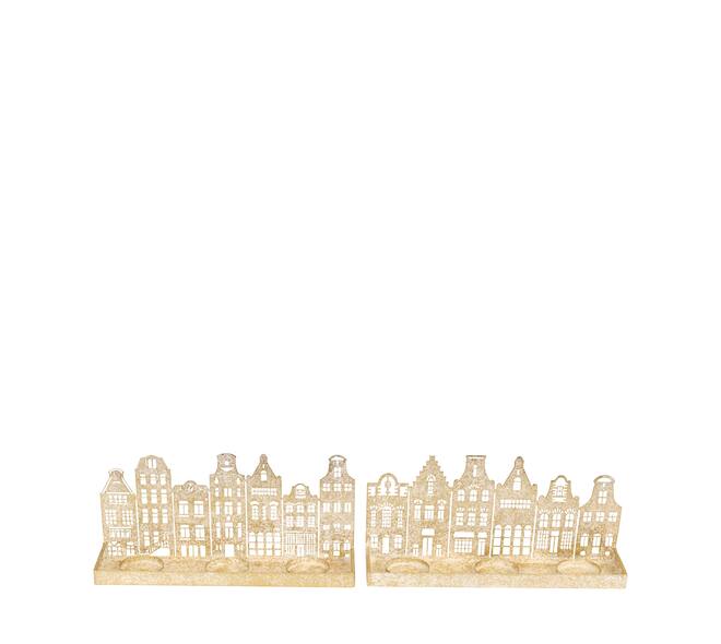 Tealight holder rectangular house metal 32x7.5x15cm A/2
