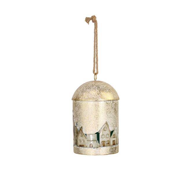 Bell houses metal with hanger 15.5x15.5x25.5cm
