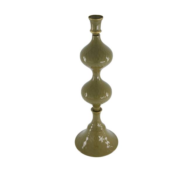 Dinnercandle holder metal 12.5x12.5x36.5cm - Green