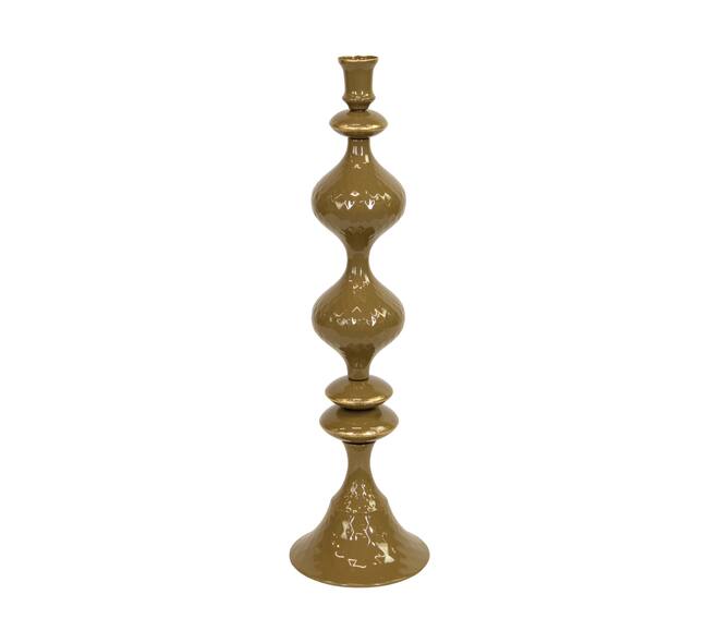Dinnercandle holder metal 12.5x12.5x44.5cm - Green