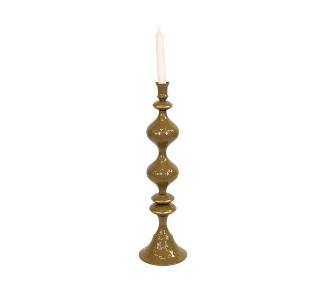 Dinnercandle holder metal 12.5x12.5x44.5cm - Green