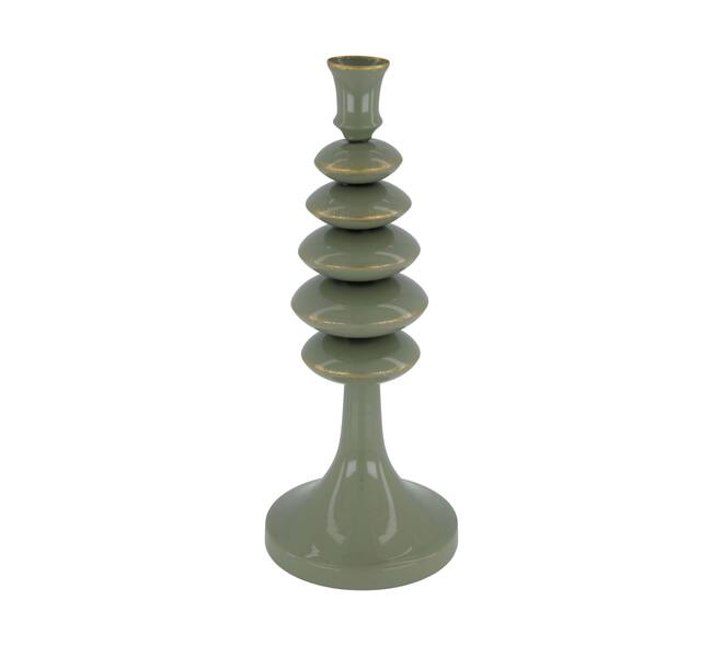 Dinnercandle holder metal 12x12x30cm - Green