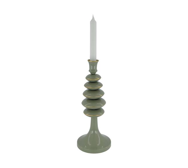 Dinnercandle holder metal 12x12x30cm - Green