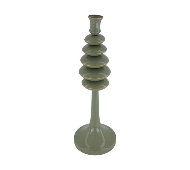 Dinnercandle holder metal 12x12x36.5cm - Green