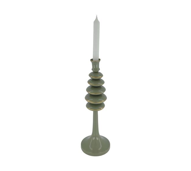 Dinnercandle holder metal 12x12x36.5cm - Green