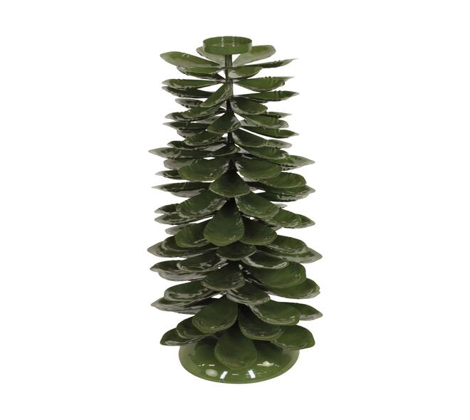 Dinnercandle holder pinecone metal 25x25x47cm - Green