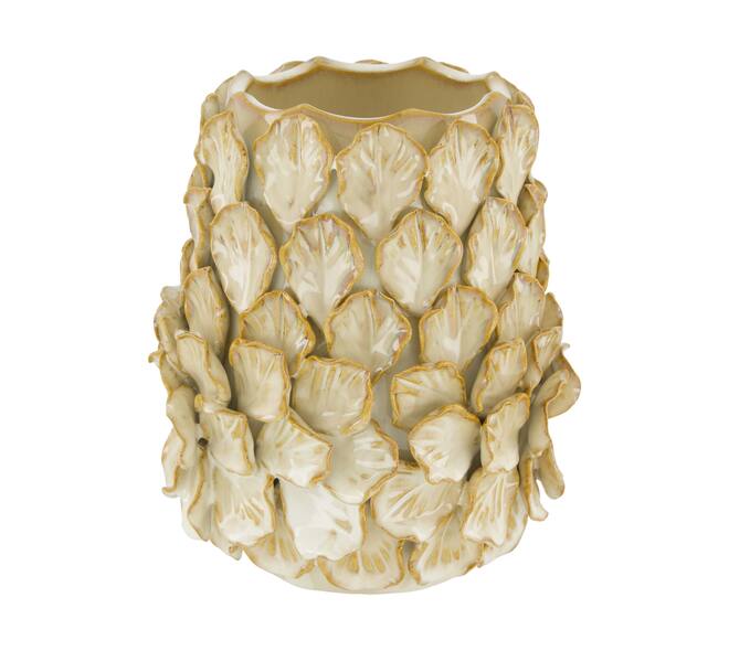 Vase leaf ceramic 16x16x18cm - Cream