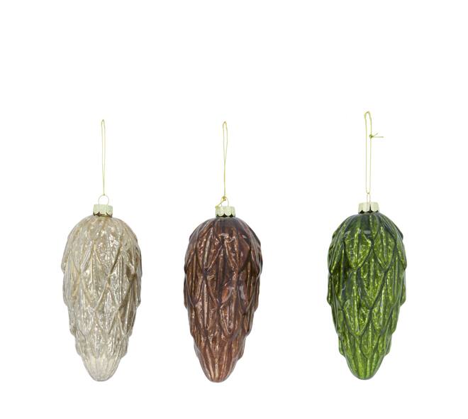 Bauble artichoke glass with hanger 7x7x16cm C3 - Green