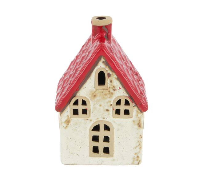 House with led ceramic 6.5x7x11.4cm - Red