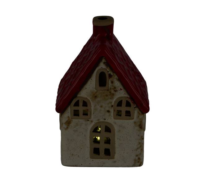 House with led ceramic 6.5x7x11.4cm - Red