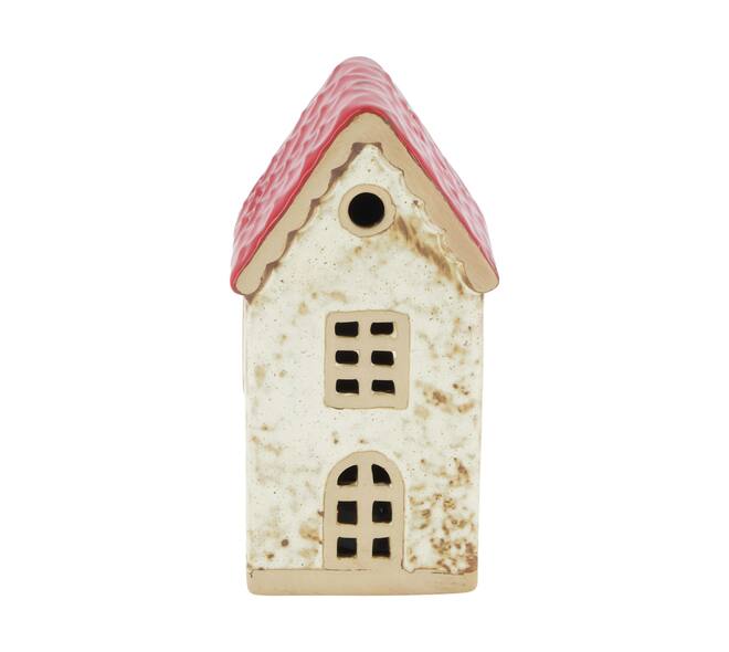 House with led ceramic 7.6x6.7x15cm - Red