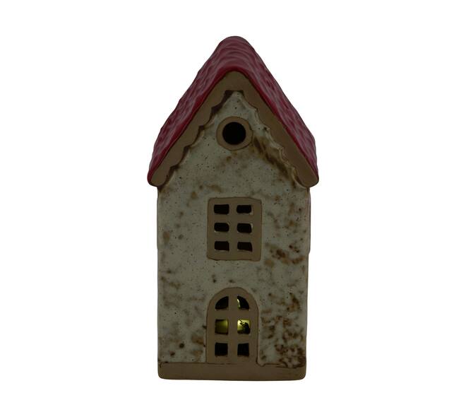 House with led ceramic 7.6x6.7x15cm - Red