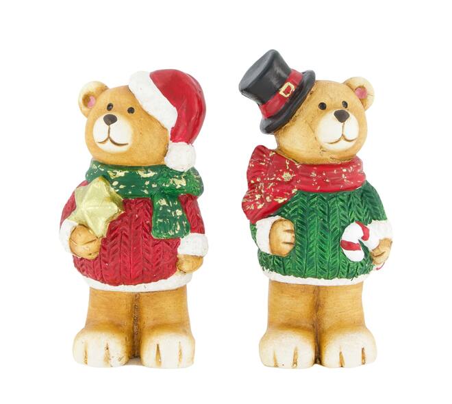  Figurine bear terracotta 6.8x5.7x14cm A2 - Multi