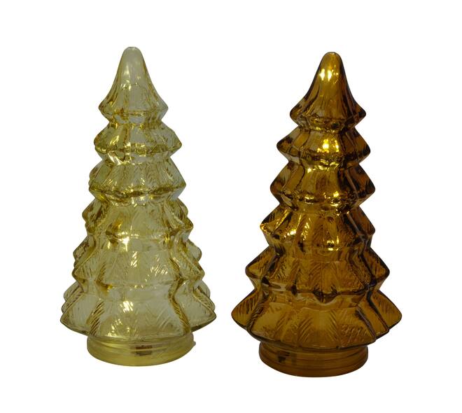 Statue tree with led glass 10.5x10.5x20cm C2 - Brown