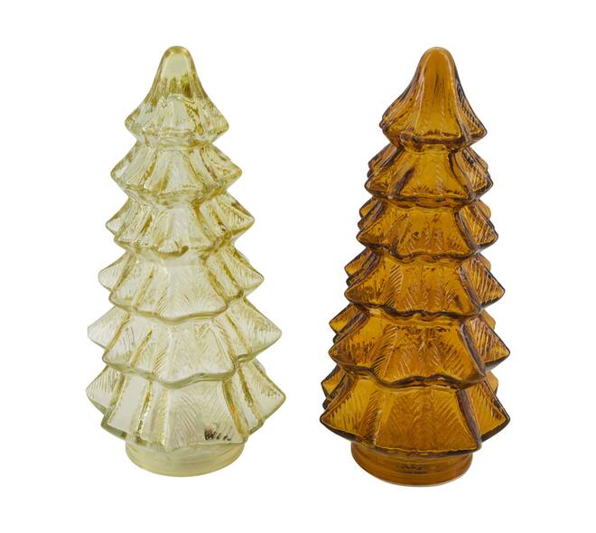 Statue tree with led glass 12x12x27cm C2 - Brown