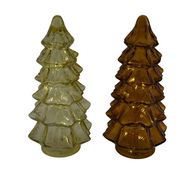 Statue tree with led glass 12x12x27cm C2 - Brown
