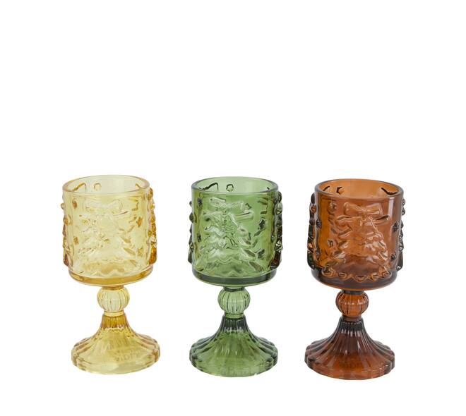 Tealight holder tree glass 8.5x8.5x16cm C/3