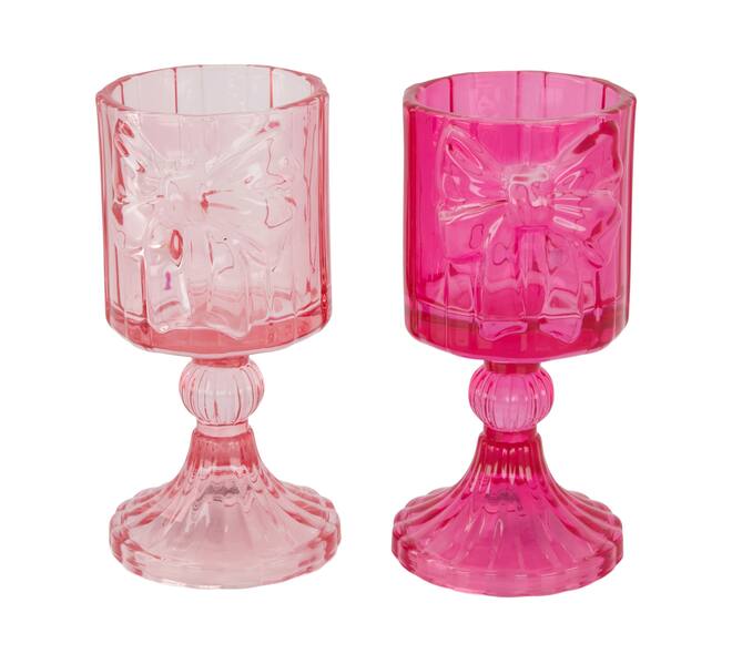 Tealight holder ribbon glass 8.5x8.5x16cm C/2