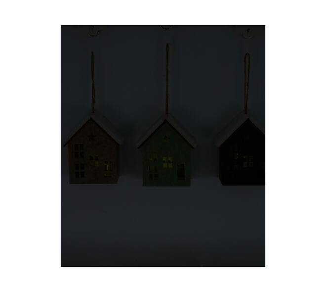 Hanger house felt with lights 8.5x6.5x10cm C3 - Green